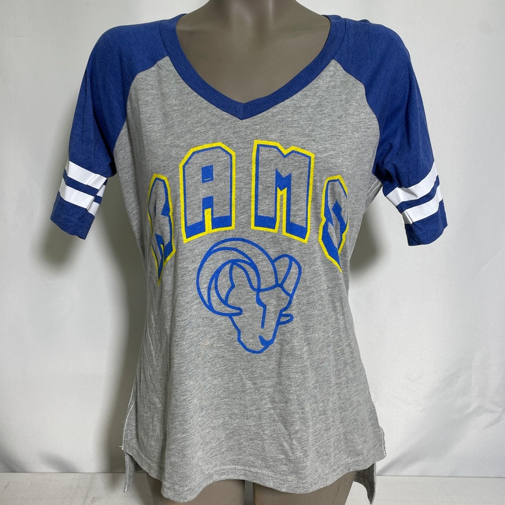Los Angeles Rams NFL Football G-III 4Her Gray Blue Raglan Shirt Women's MEDIUM